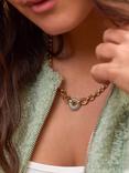 Estella Bartlett Graduated Chain Link Necklace, Gold/Amazonite