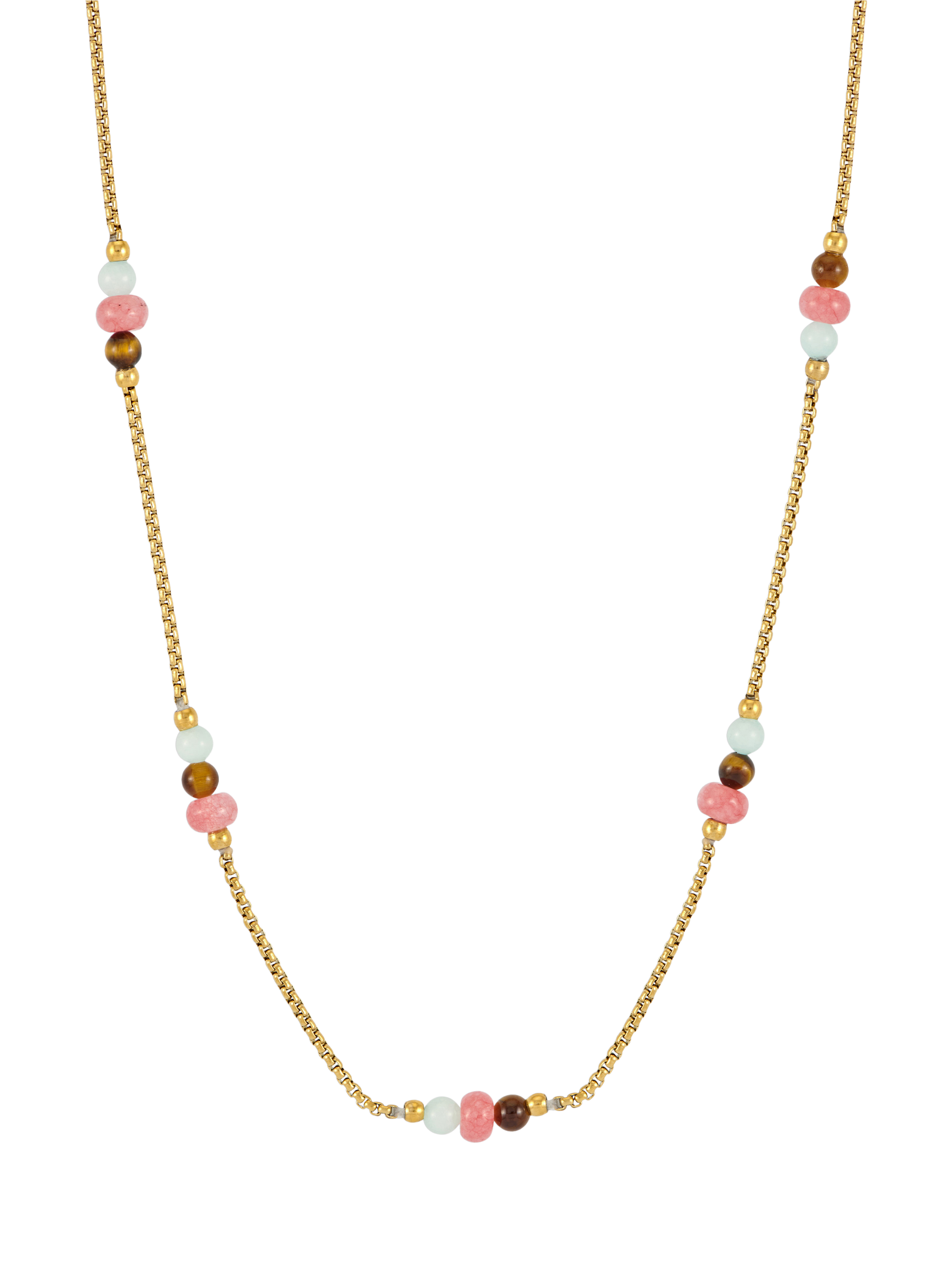Product image 2 of 2, which shows Estella Bartlett Mixed Gemstone Chain Necklace, Gold