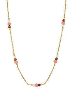 Estella Bartlett Mixed Gemstone Chain Necklace, Gold - view 2, Gold