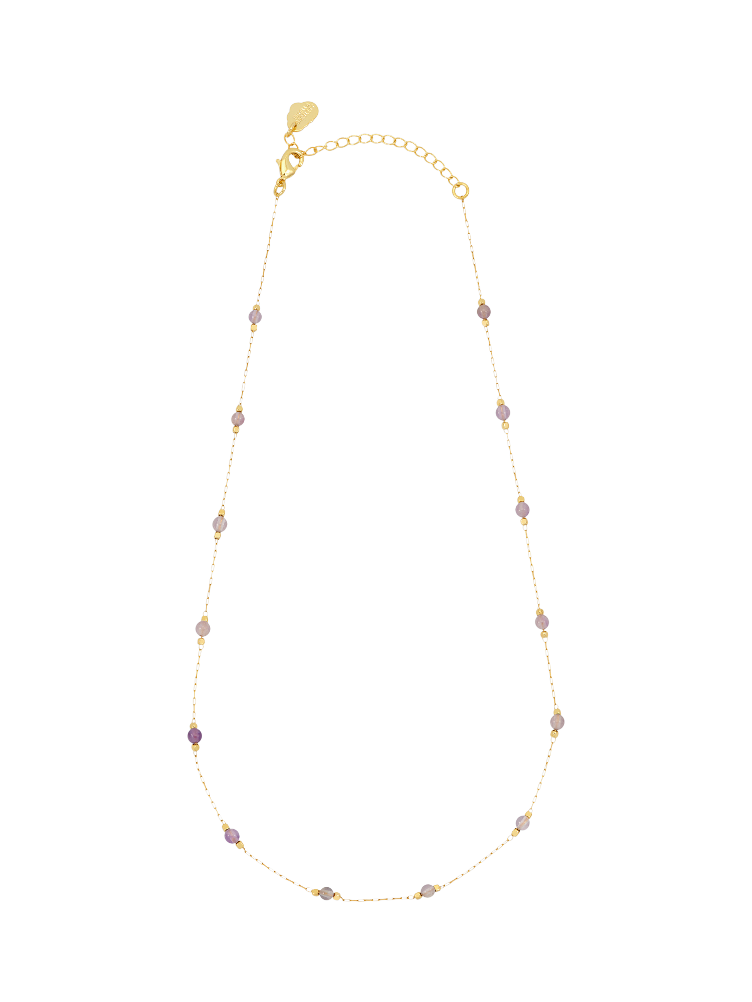 Product image 1 of 3, which shows Estella Bartlett Amethyst Paper Link Necklace, Gold