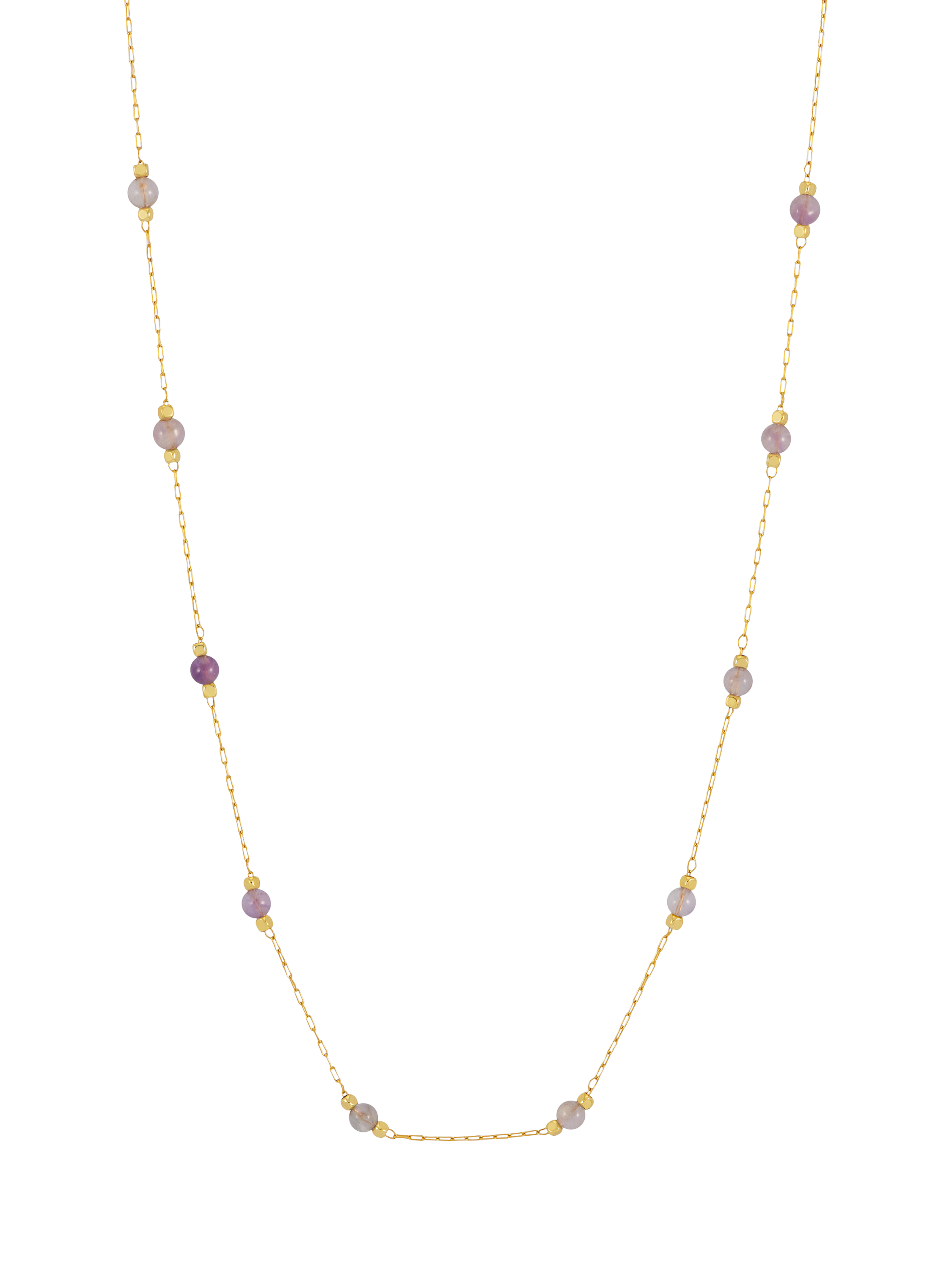 Product image 2 of 3, which shows Estella Bartlett Amethyst Paper Link Necklace, Gold
