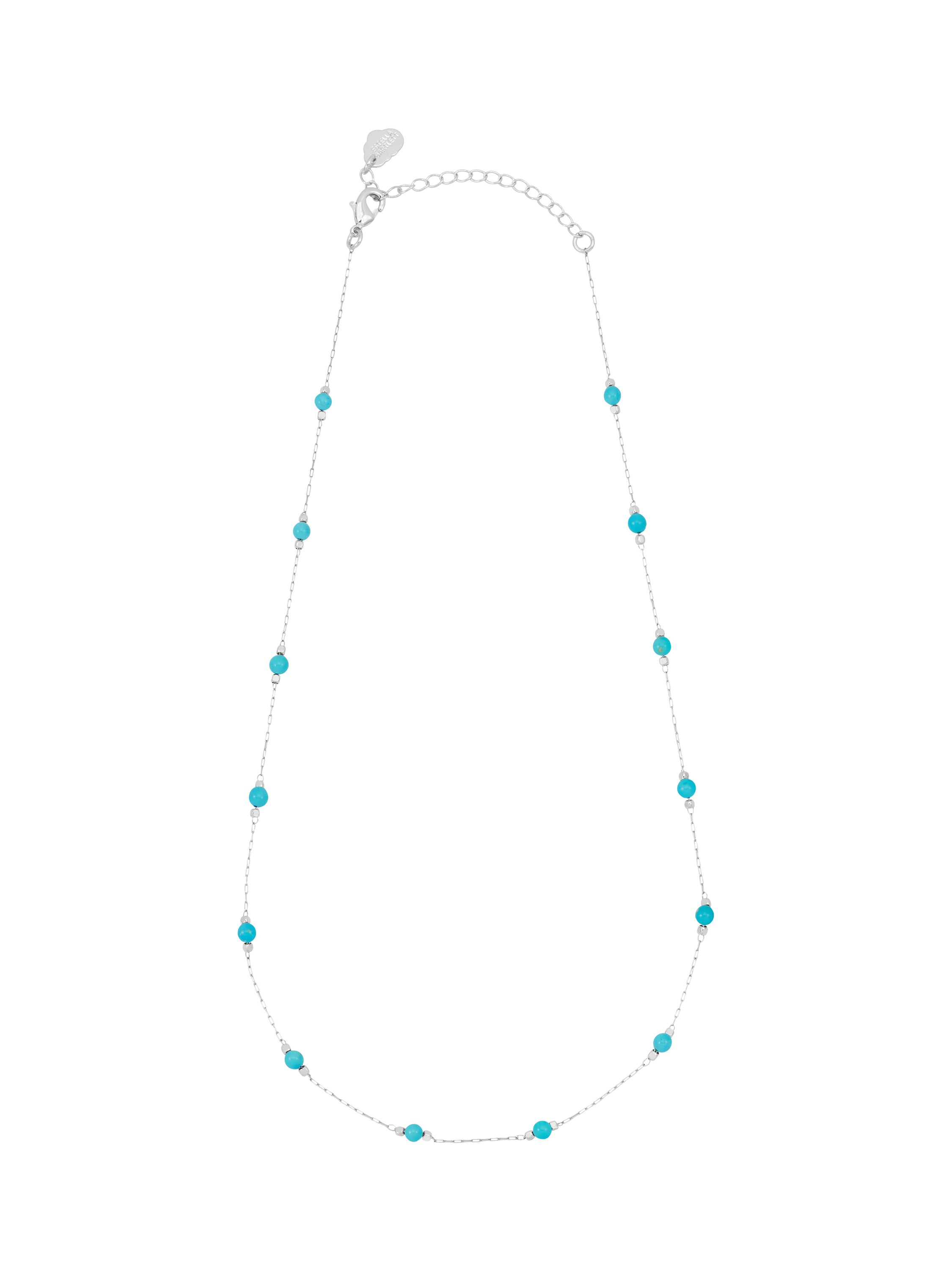 Product image 1 of 4, which shows Estella Bartlett Blue Howlite Stainless Steel Paper Link Necklace