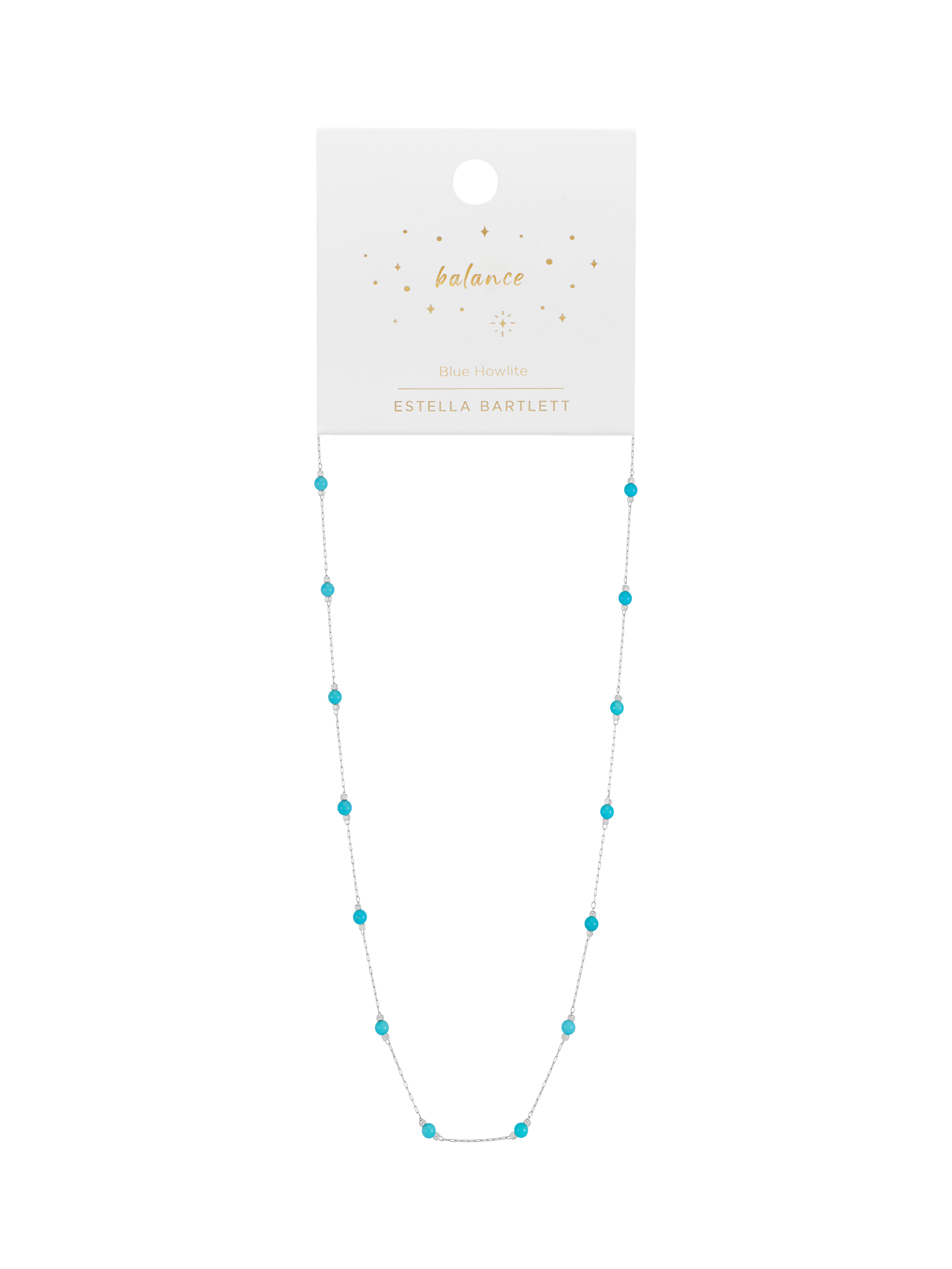 Product image 4 of 4, which shows Estella Bartlett Blue Howlite Stainless Steel Paper Link Necklace