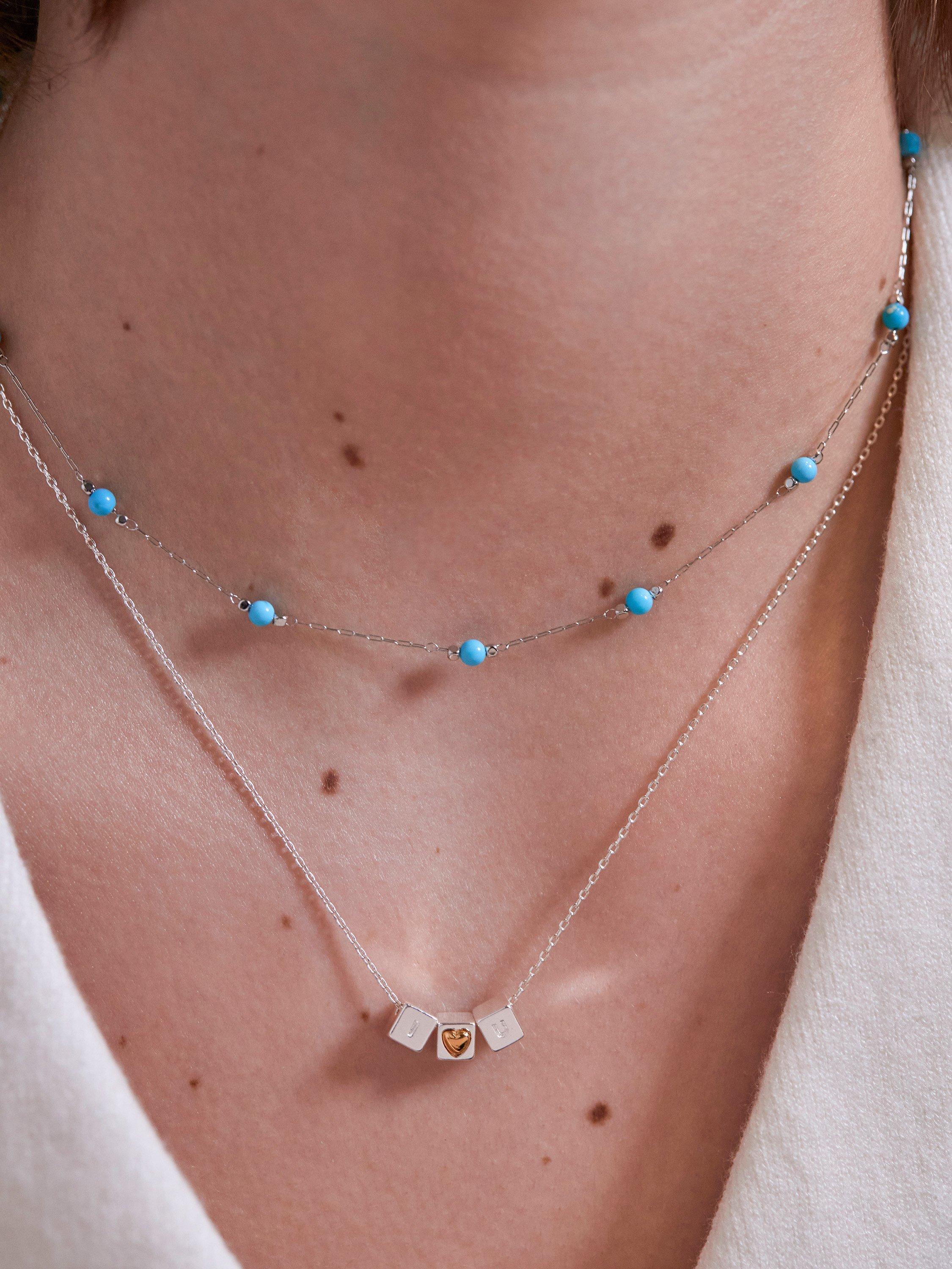 Product image 2 of 4, which shows Estella Bartlett Blue Howlite Stainless Steel Paper Link Necklace