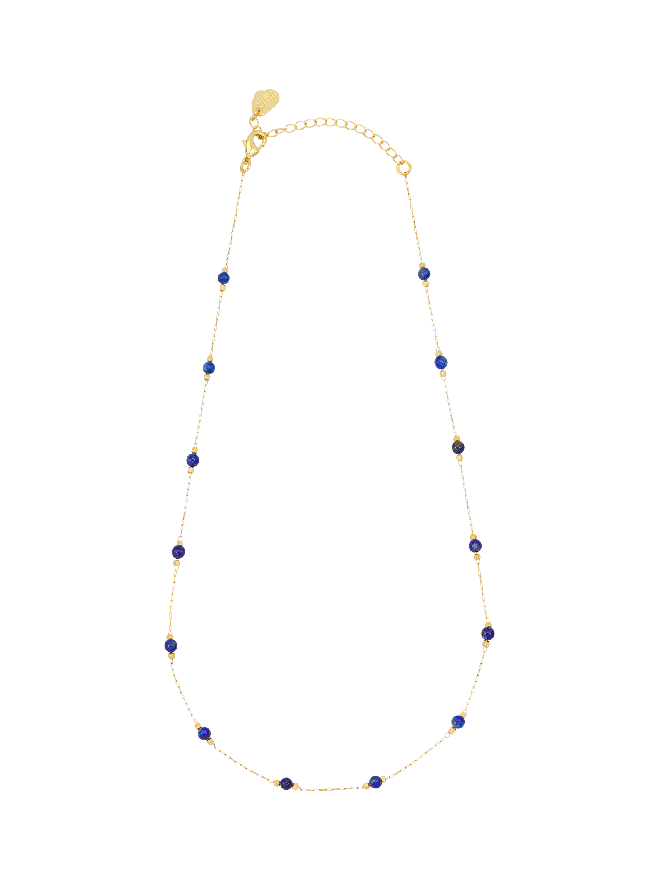 Product image 1 of 3, which shows Estella Bartlett Wisdom Lapis Lazuli Paperclip Link Station Necklace, Gold