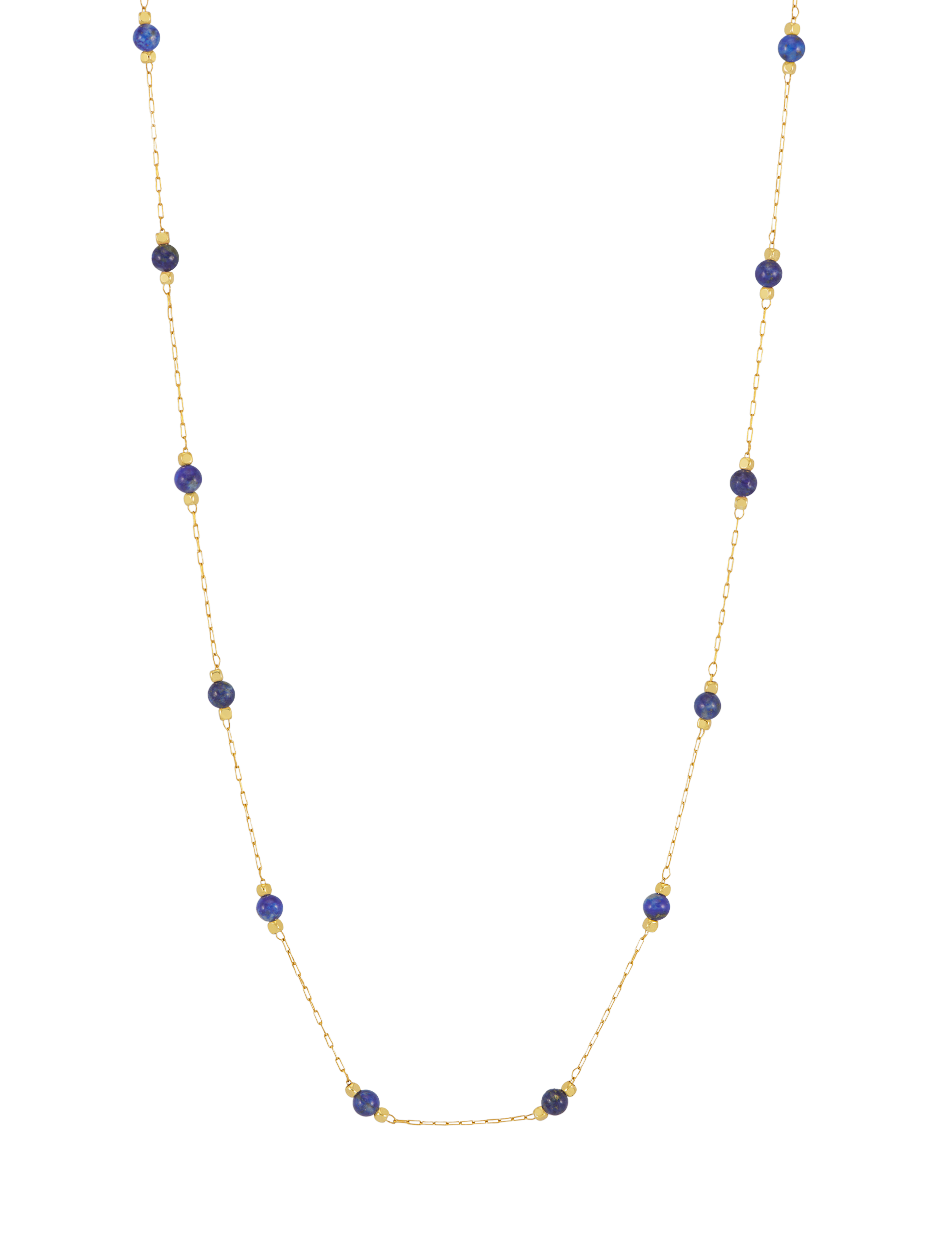 Product image 2 of 3, which shows Estella Bartlett Wisdom Lapis Lazuli Paperclip Link Station Necklace, Gold