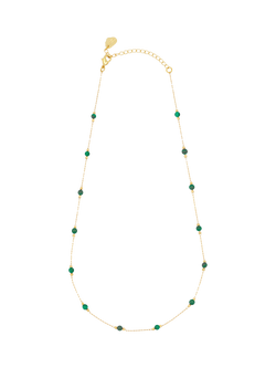 Estella Bartlett Positivity Malachite Paperclip Link Station Necklace, Gold, Gold