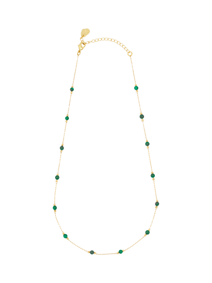 Estella Bartlett Positivity Malachite Paperclip Link Station Necklace, Gold, Gold