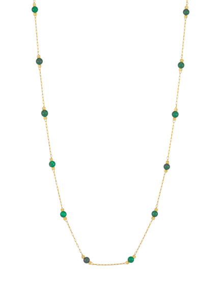 Estella Bartlett Positivity Malachite Paperclip Link Station Necklace, Gold - view 2, Gold