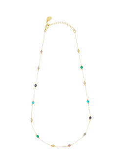 Estella Bartlett Gemstone Station Necklace, Gold, Gold