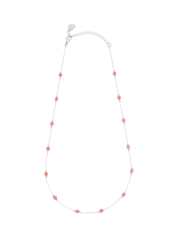 Estella Bartlett Love Pink Coral Stainless Steel Paper Link Necklace, Silver