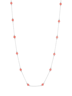 Estella Bartlett Love Pink Coral Stainless Steel Paper Link Necklace - view 2, Silver