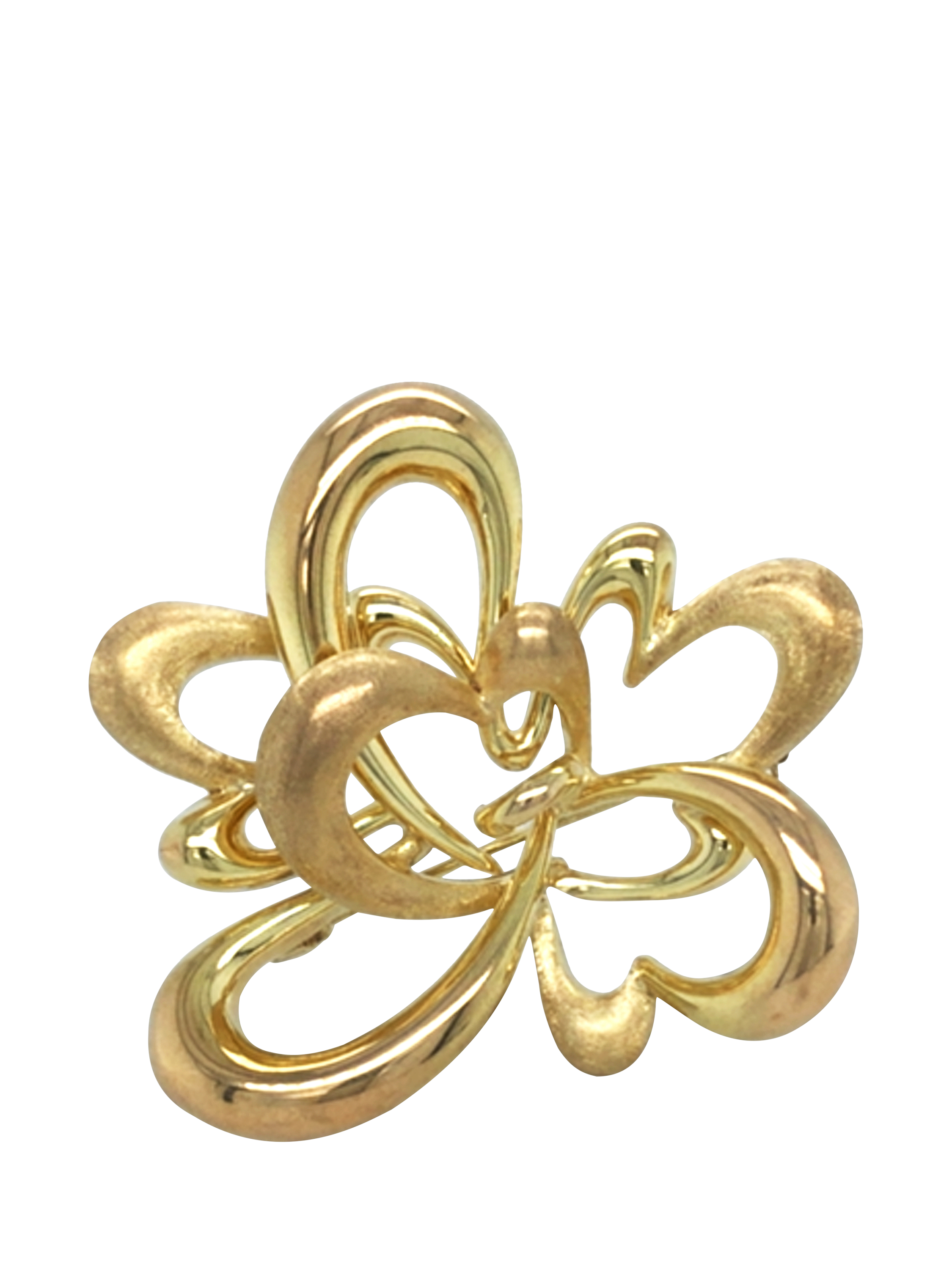 Vintage Fine Jewellery Pre-Loved 9ct Yellow Gold Abstract Loop and Heart Brooch, Dated London 1972