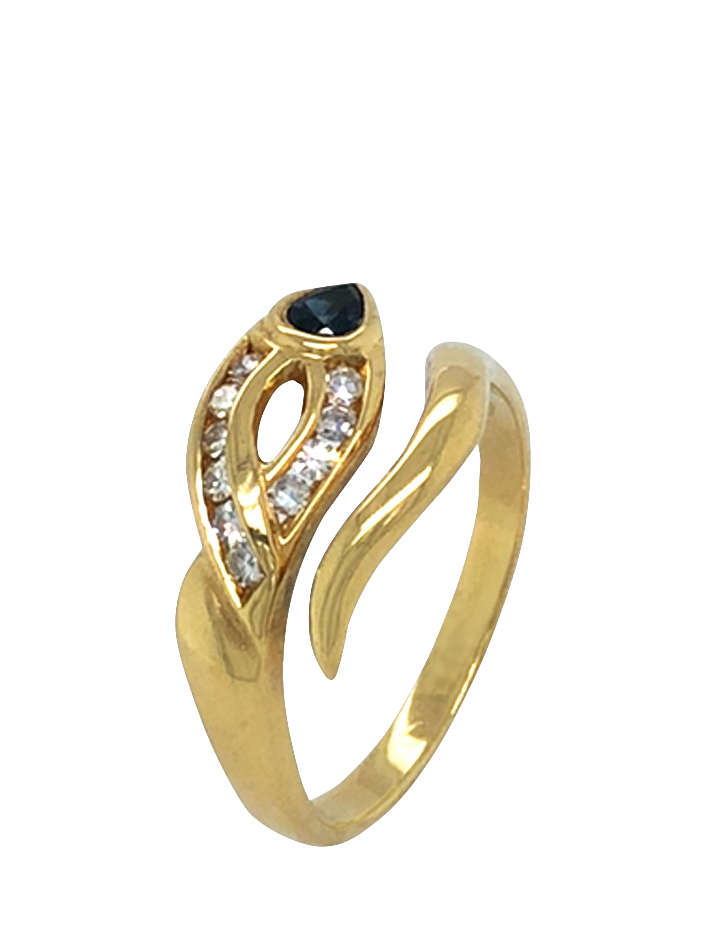 Vintage Fine Jewellery Pre-Loved 18ct Yellow Gold Diamond and Sapphire Snake Ring