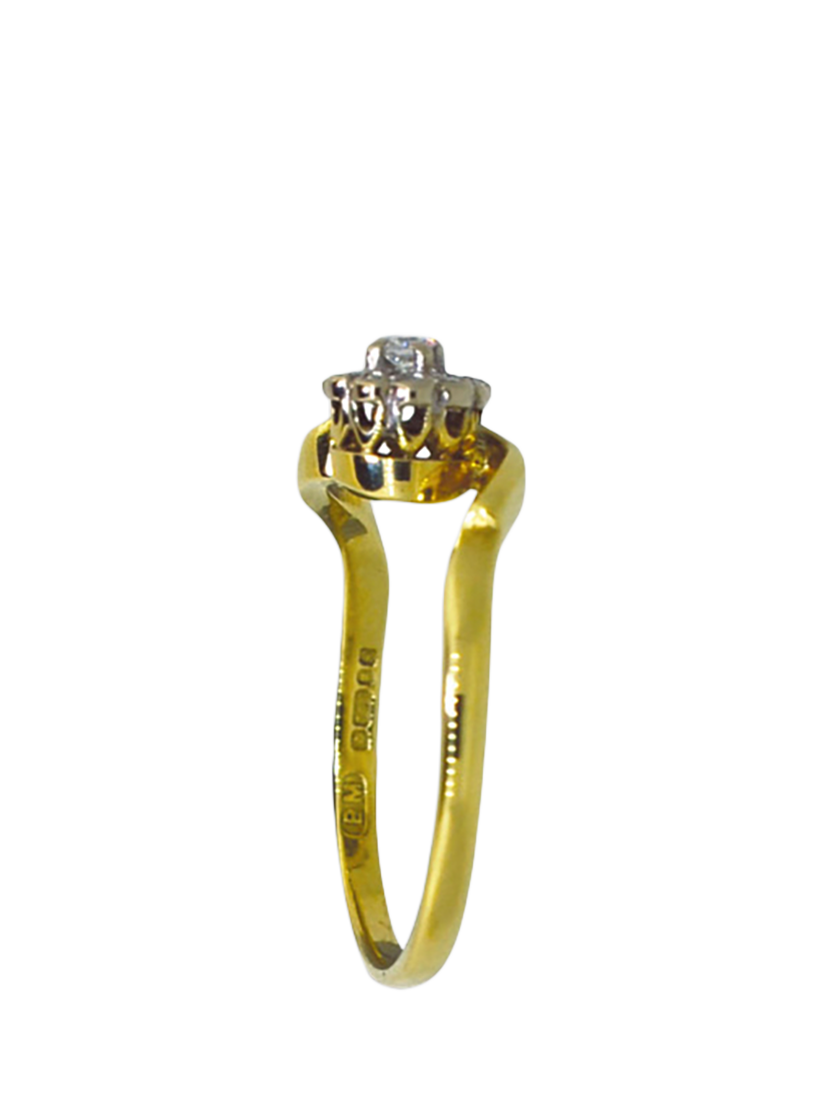 Product image 3 of 4, which shows Vintage Fine Jewellery Pre-Loved 18ct Yellow and White Gold Diamond Double Cluster Ring, Dated London 1982