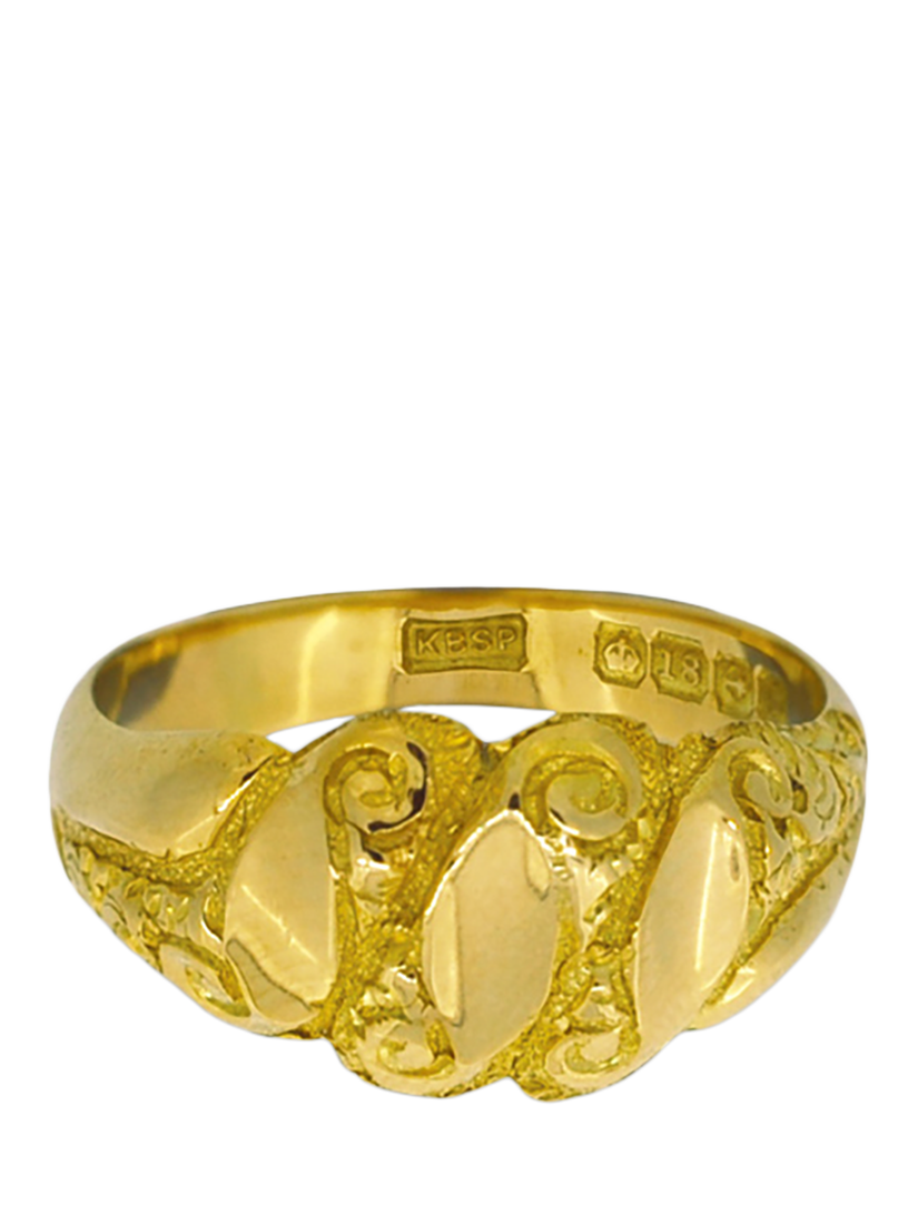 Product image 1 of 4, which shows Vintage Fine Jewellery Pre-Loved 18ct Yellow Gold Engraved Band Ring, Dated Birmingham 1917