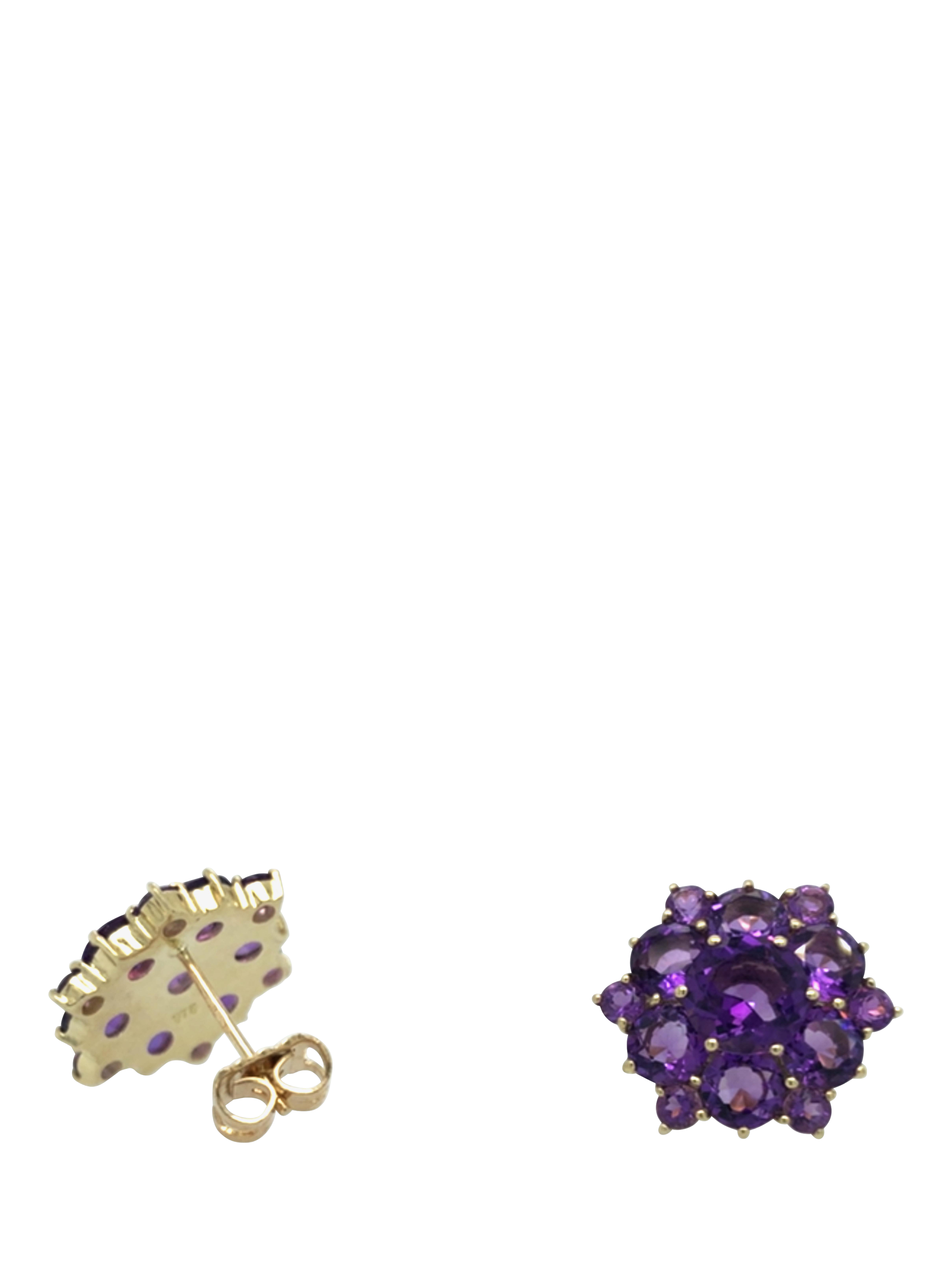 Product image 4 of 5, which shows Vintage Fine Jewellery Pre-Loved 9ct Yellow Gold Amethyst Cluster Earrings, Yellow Gold