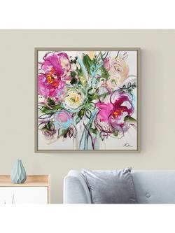 John Lewis Anna Cher 'Blossoms Whispers' Framed Canvas Print, 86 x 86cm, Pink/Green - view 2, Pink / Green
