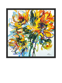 John Lewis Anna Cher 'Sunlight Dance' Framed Canvas Print, 86 x 86cm, Blue/Orange, Blue / Orange