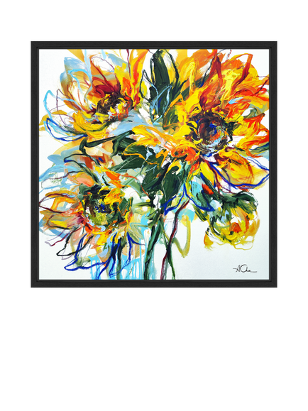 John Lewis Anna Cher 'Sunlight Dance' Framed Canvas Print, 86 x 86cm, Blue/Orange, Blue / Orange