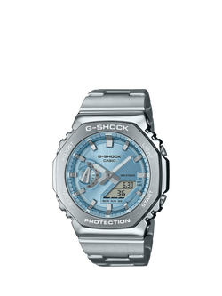 Casio G-SHOCK World Time Bracelet Strap Watch, Silver/Ice Blue, Silver/Ice Blue