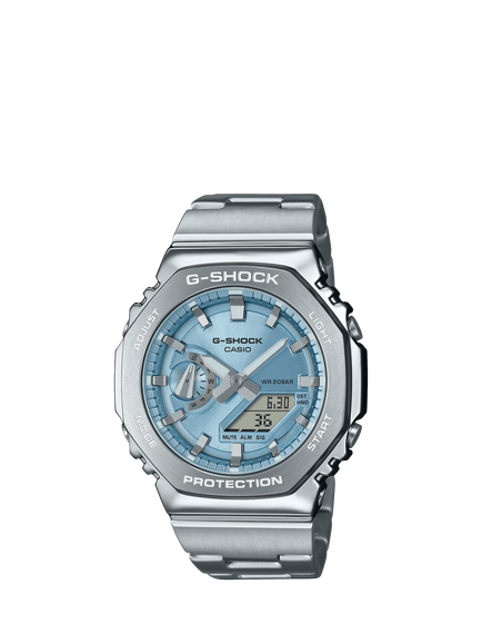 Casio G-SHOCK World Time Bracelet Strap Watch, Silver/Ice Blue, Silver/Ice Blue