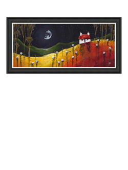 John Lewis Geoff Beckett 'Counting Sheep' Framed Print, 54 x 109cm, Yellow/Red, Yellow / Red