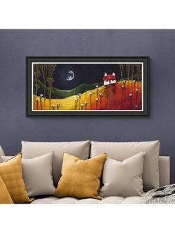 John Lewis Geoff Beckett 'Counting Sheep' Framed Print, 54 x 109cm, Yellow/Red - view 2, Yellow / Red