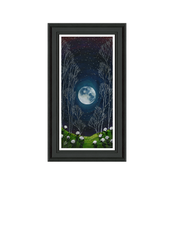 John Lewis Geoff Beckett 'Full Moon' Framed Print, 69 x 39cm, Green/Black, Green / Black