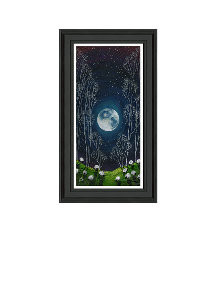 John Lewis Geoff Beckett 'Full Moon' Framed Print, 69 x 39cm, Green/Black, Green / Black