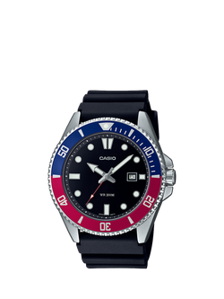 Casio MDV-107-1A3VEF Men's Rotating Bezel Diver Strap Watch, Black, Black