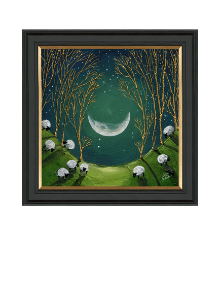 John Lewis Geoff Beckett 'Raincatcher' Framed Print, 59 x 59cm, Green/Gold, Green / Gold