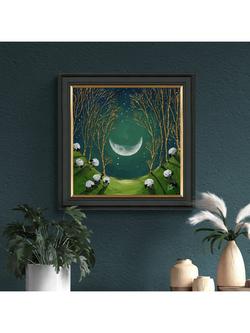 John Lewis Geoff Beckett 'Raincatcher' Framed Print, 59 x 59cm, Green/Gold - view 2, Green / Gold