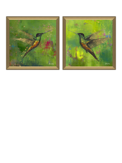 John Lewis Laure Bury 'Nature's Realm I' Framed Print, Set of 2, 55 x 55cm, Green, Green