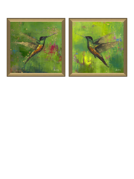 John Lewis Laure Bury 'Nature's Realm I' Framed Print, Set of 2, 55 x 55cm, Green, Green
