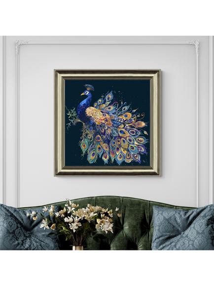 John Lewis Louise Luton 'Opulence' Peacock Framed Print, 86 x 86cm, Taupe/Brown - view 2, Taupe / Brown