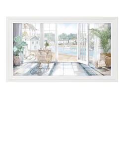 John Lewis Richard Macneil 'Harbour View' Framed Print, 110 x 60cm, Blue/White, Blue / White