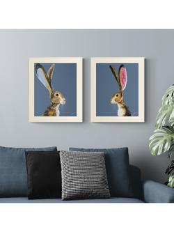 John Lewis Quinn Russell 'Aurora' & 'Harry' Framed Prints, Set of 2, 59 x 49cm, Blue/Cream - view 2, Blue / Cream