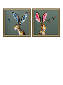 John Lewis Quinn Russell 'Luca Love' & 'Strawberry Shortcake' Framed Prints, Set of 2, 55 x 55cm, Green/Gold, Green / Gold