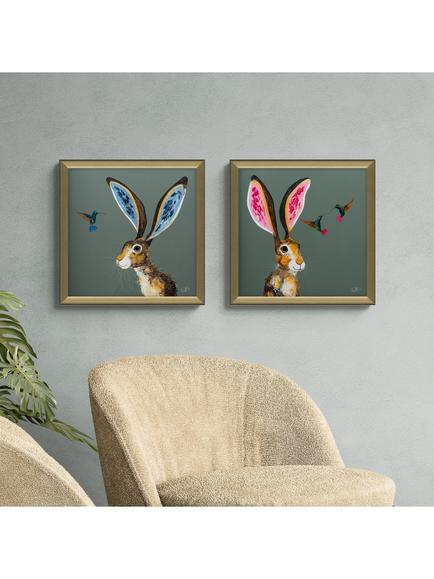 John Lewis Quinn Russell 'Luca Love' & 'Strawberry Shortcake' Framed Prints, Set of 2, 55 x 55cm, Green/Gold - view 2, Green / Gold