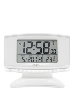 Acctim Integra 2 Radio Controlled Smartlite Digital Alarm Clock, White, White