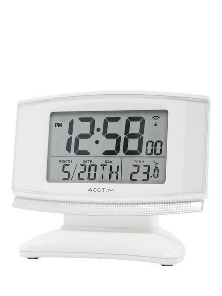 Acctim Integra 2 Radio Controlled Smartlite Digital Alarm Clock, White - view 2, White