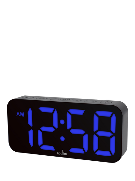 Acctim LED Multi Colour Changing Digital Alarm Clock, Black - view 2, Black