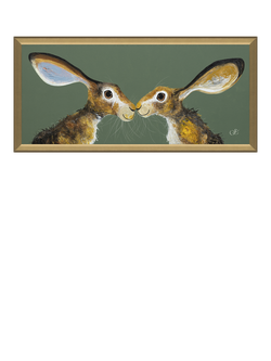 John Lewis Quinn Russell 'Sweet Kisses' Framed Print, 50 x 105cm, Green/Gold, Green / Gold