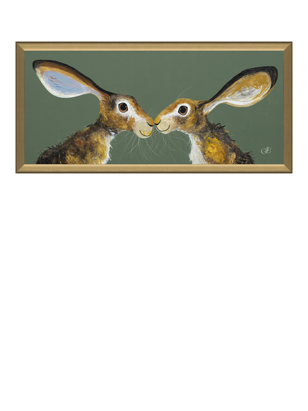 John Lewis Quinn Russell 'Sweet Kisses' Framed Print, 50 x 105cm, Green/Gold, Green / Gold