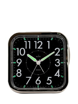 Acctim Analogue Square Alarm Clock, Black, Black