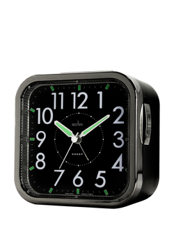 Acctim Analogue Square Alarm Clock, Black - view 2, Black