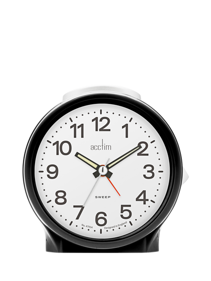 Acctim Emma Silent Sweep Analogue Alarm Clock, Black