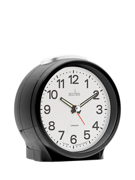 Acctim Emma Silent Sweep Analogue Alarm Clock - view 2, Black
