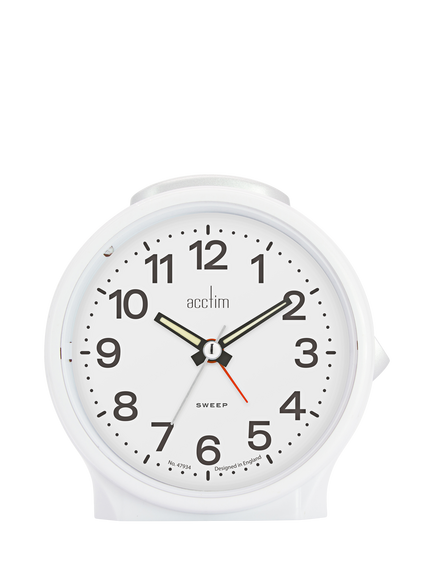 Acctim Emma Silent Sweep Analogue Alarm Clock, White